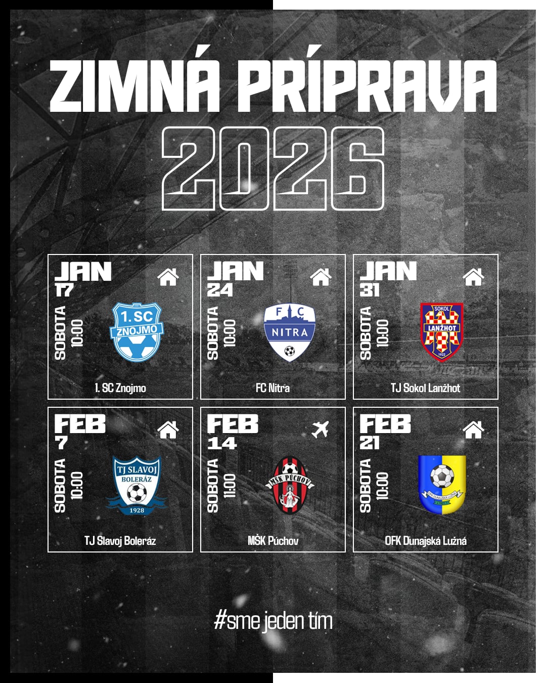 Prehľad prípravných zápasov v zimnej prestávke. Pozor! Termíny alebo hracie časy sa ešte môžu zmeniť.